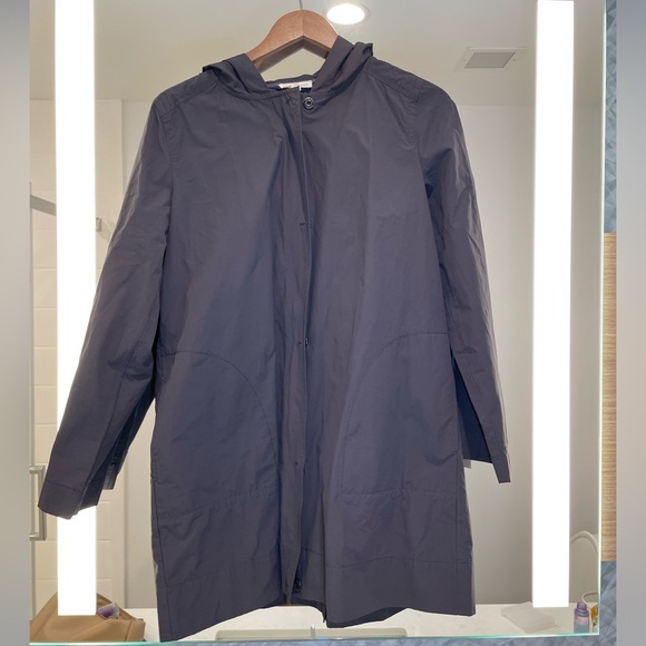 Eileen Fisher Light Cotton Nylon Stand Collar Long Coat - Size SP - Picture 6 of 9